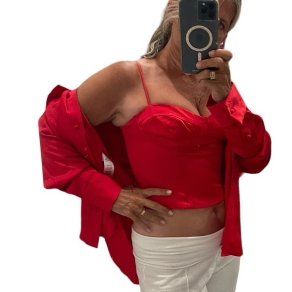 Jason Wu Satin Bustier and Buttons Down Blouse Top Set.Size M - Picture 3 of 16